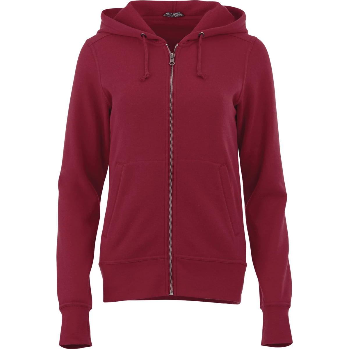 Cypress Fleece Full Zip Hoodie for Women Transfer - Maroon MA - Front Flat