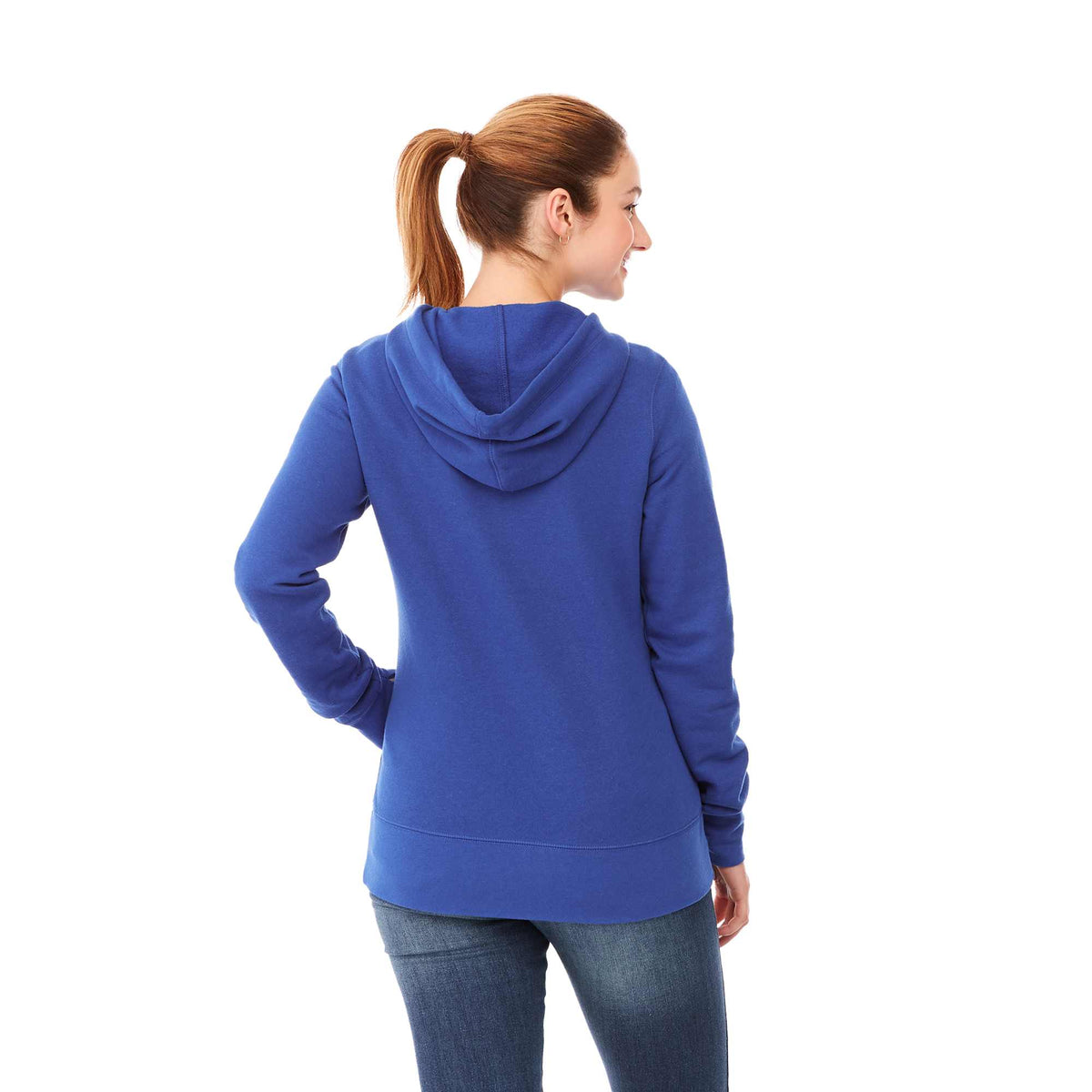 Cypress Fleece Full Zip Hoodie for Women Transfer - New Royal - Back On Model