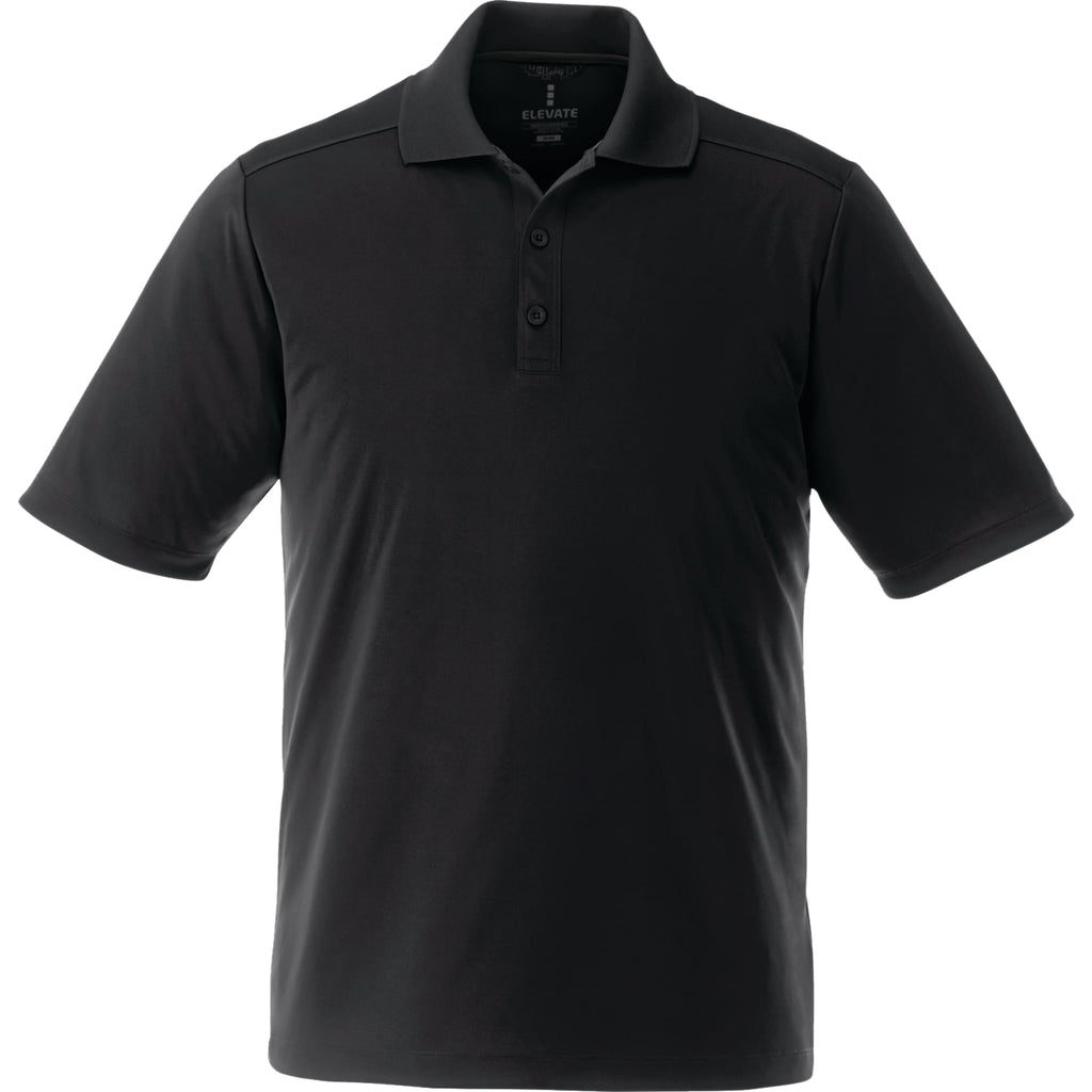 Dade Short Sleeve Performance Polo for Men Debossing - Black - Front Flat