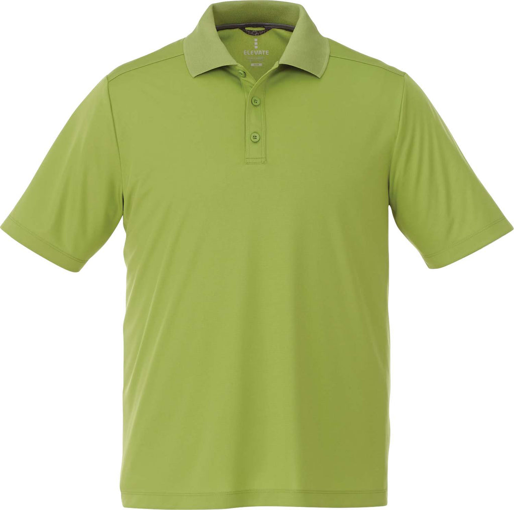 Dade Short Sleeve Performance Polo for Men Debossing - Dark Citron Green - Back Flat