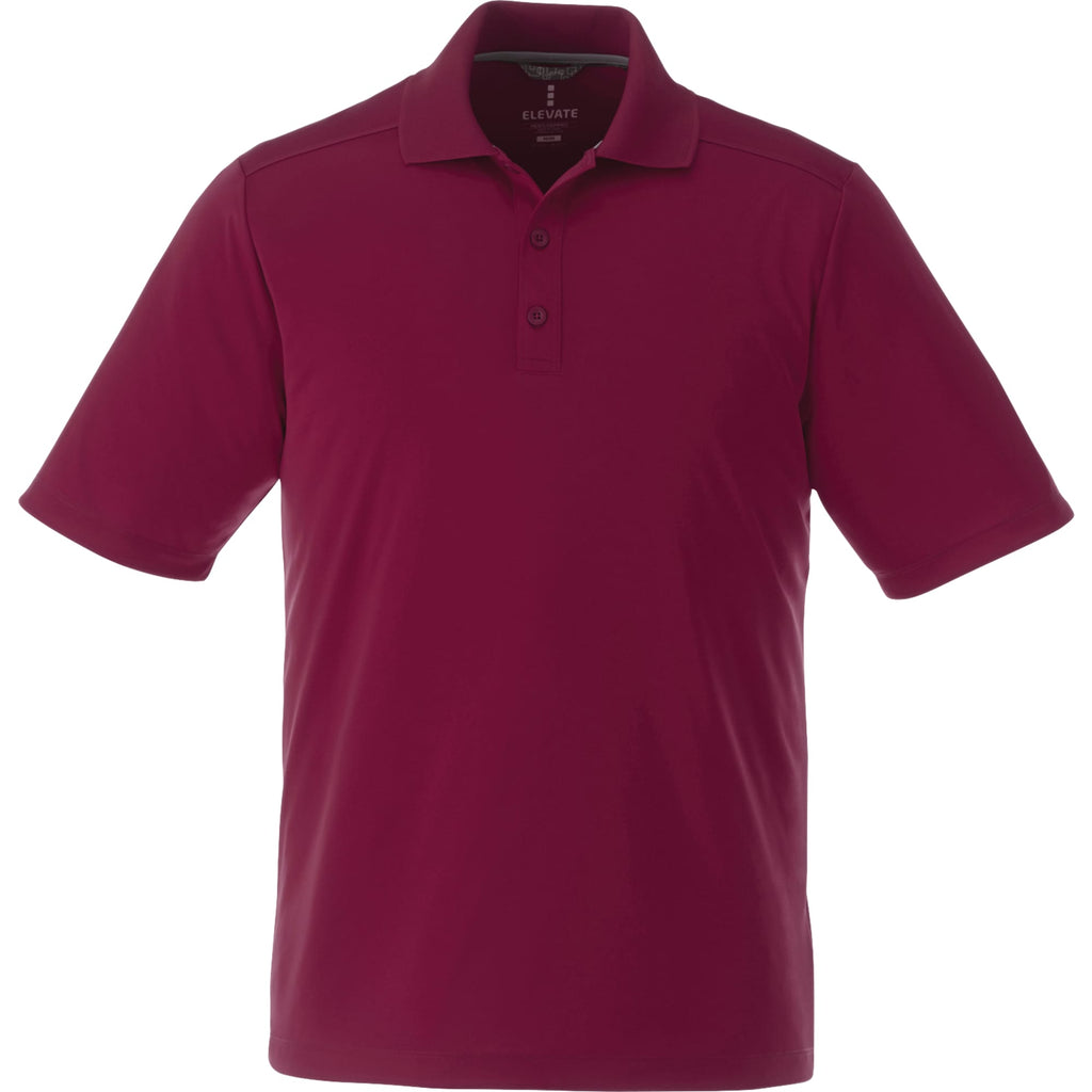 Dade Short Sleeve Performance Polo for Men Debossing - Maroon - Front Flat