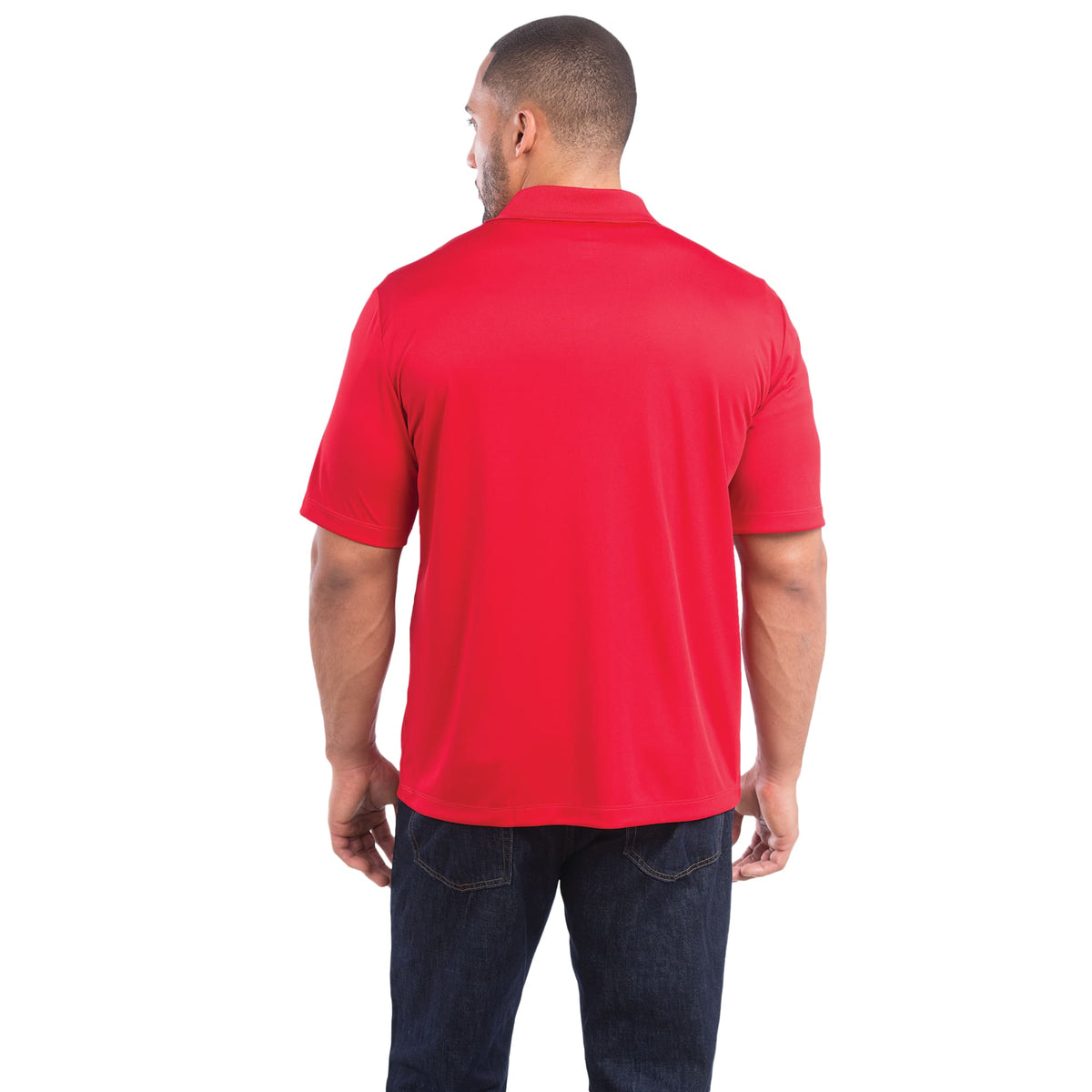 Dade Short Sleeve Performance Polo for Men Debossing - Team Red - Back Flat