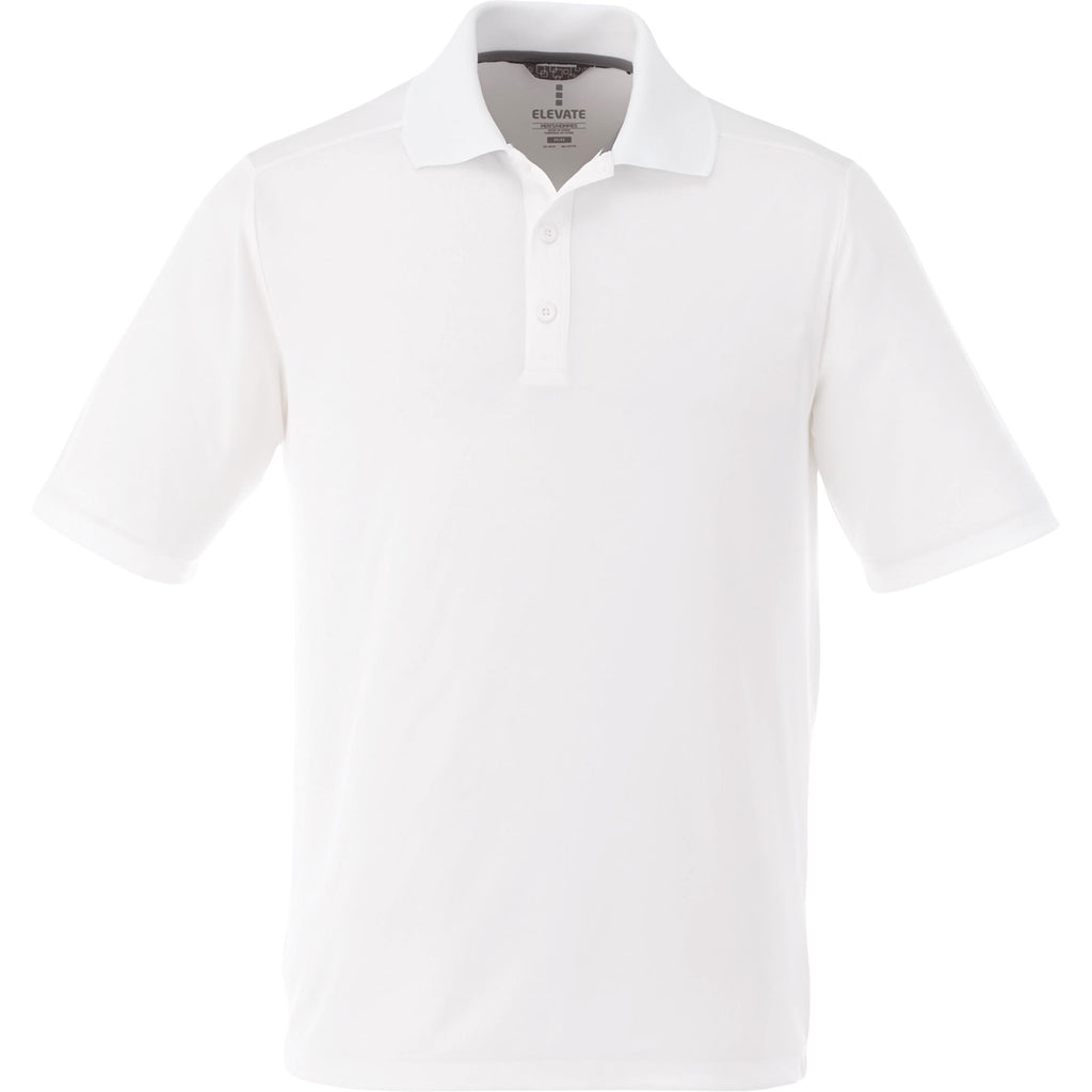 Dade Short Sleeve Performance Polo for Men Debossing - White - Front Flat