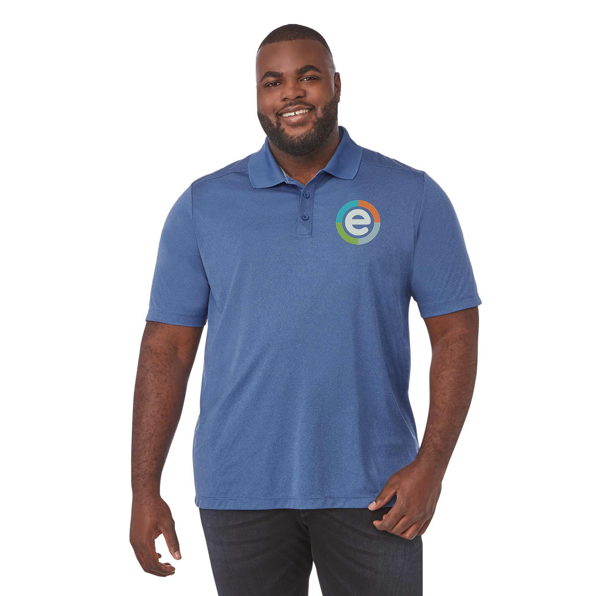 Dade Short Sleeve Performance Polo for Men Embroidery - Invictus Heather - On Model Front