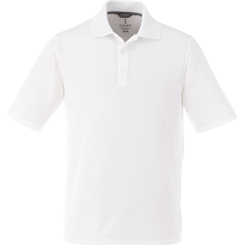 Dade Short Sleeve Performance Polo for Men Embroidery - White - Front Flat