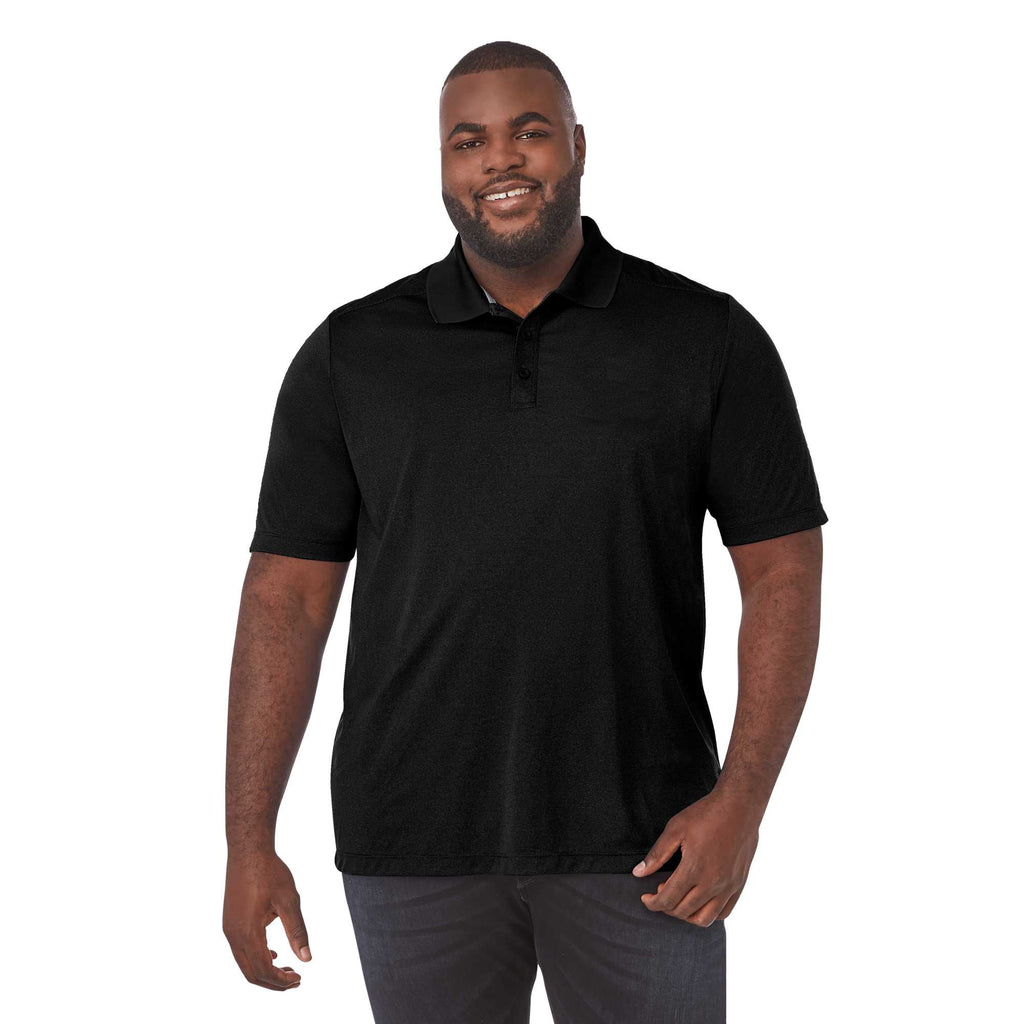 Dade Tall Short Sleeve Performance Polo for Men Debossing - Black - On Model Front