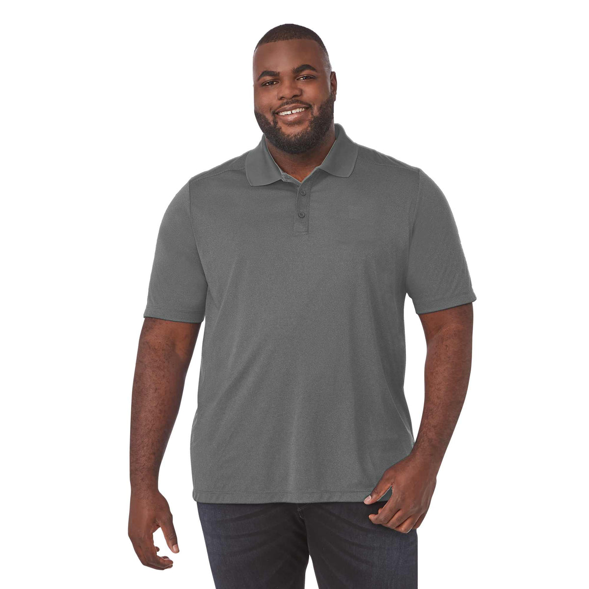 Dade Tall Short Sleeve Performance Polo for Men Transfer - Steel Grey - On Model Front