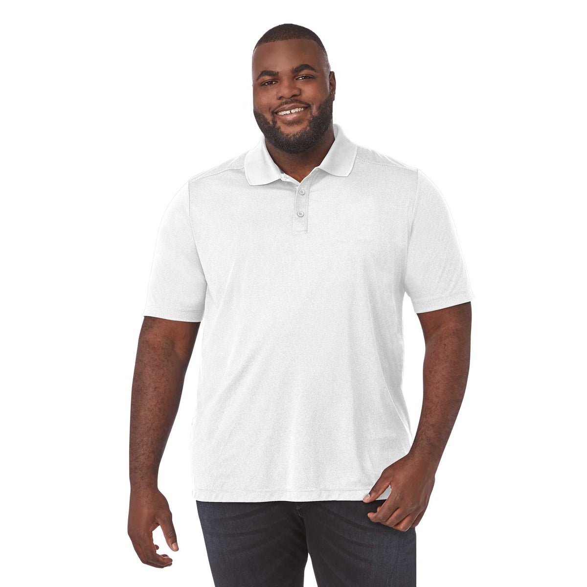 Dade Tall Short Sleeve Performance Polo for Men Transfer - White - On Model Front