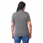 Dade Textured Performance Polo for Women Debossing - Heather Dark Charcoal - Back On Model
