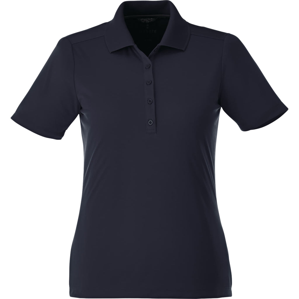 Dade Textured Performance Polo for Women Debossing - Navy - Front Flat