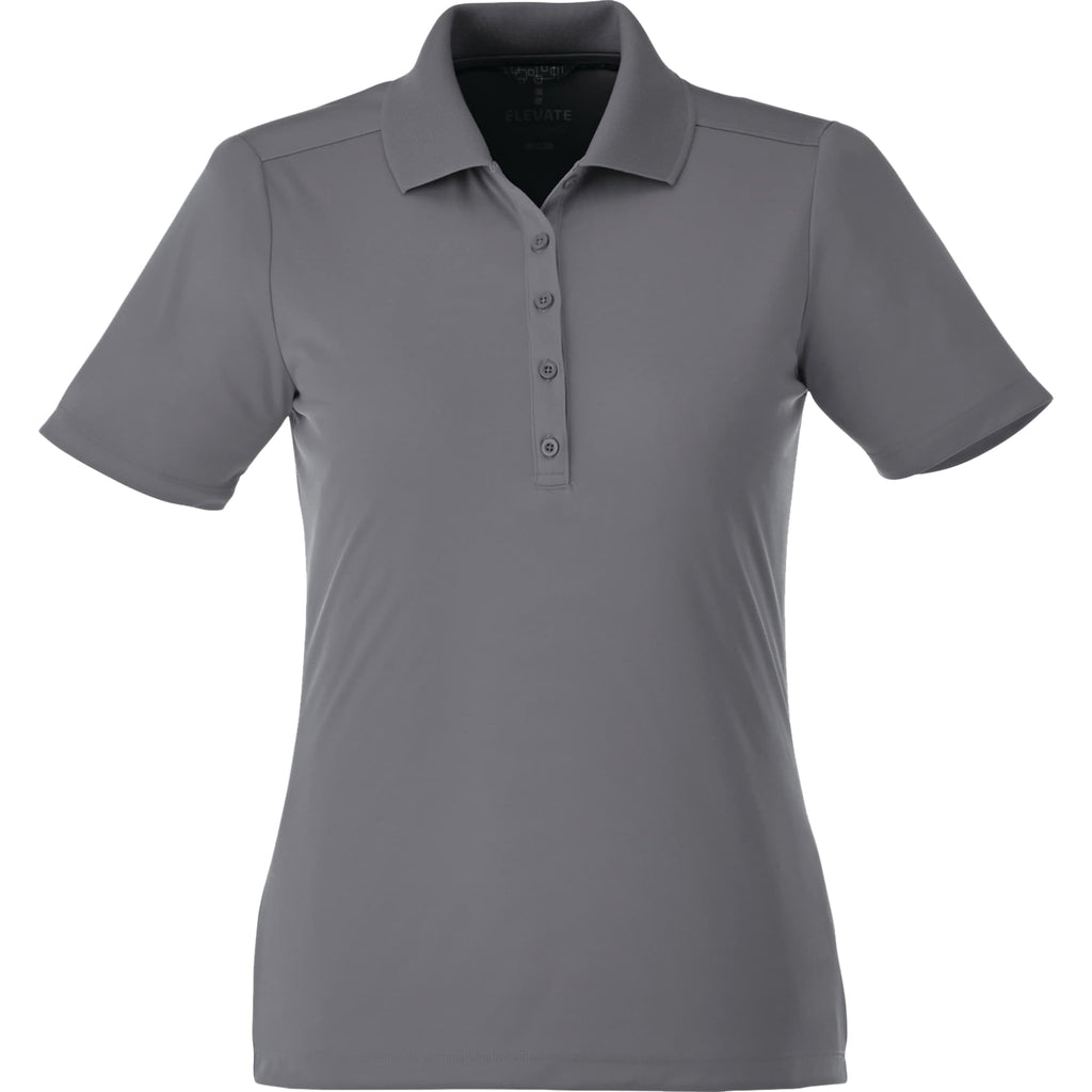 Dade Textured Performance Polo for Women Debossing - Steel Grey - Front Flat 2