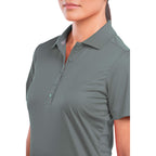 Dade Textured Performance Polo for Women Debossing - Steel Grey - Front Flat