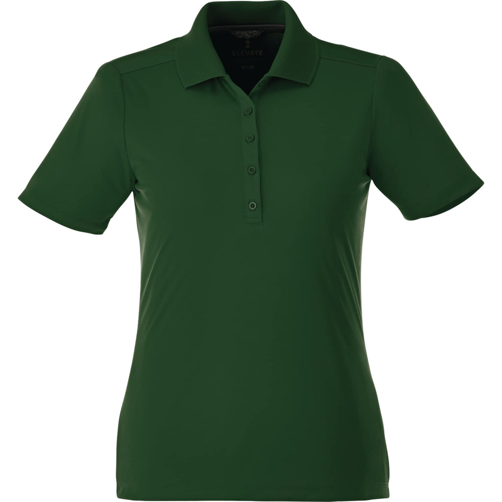 Dade Textured Performance Polo for Women Embroidery - Forest Green - Front Flat