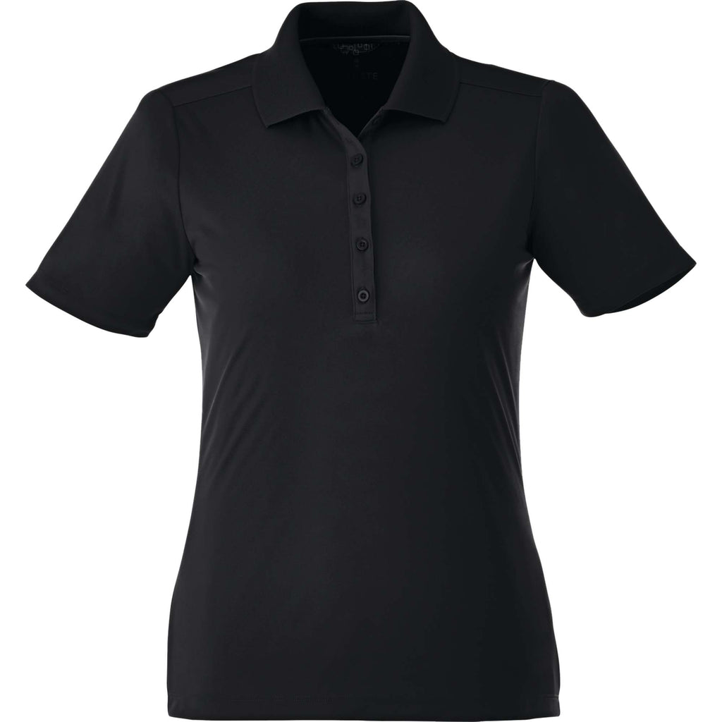 Dade Textured Performance Polo for Women Laser Engraving - Black - Front Flat
