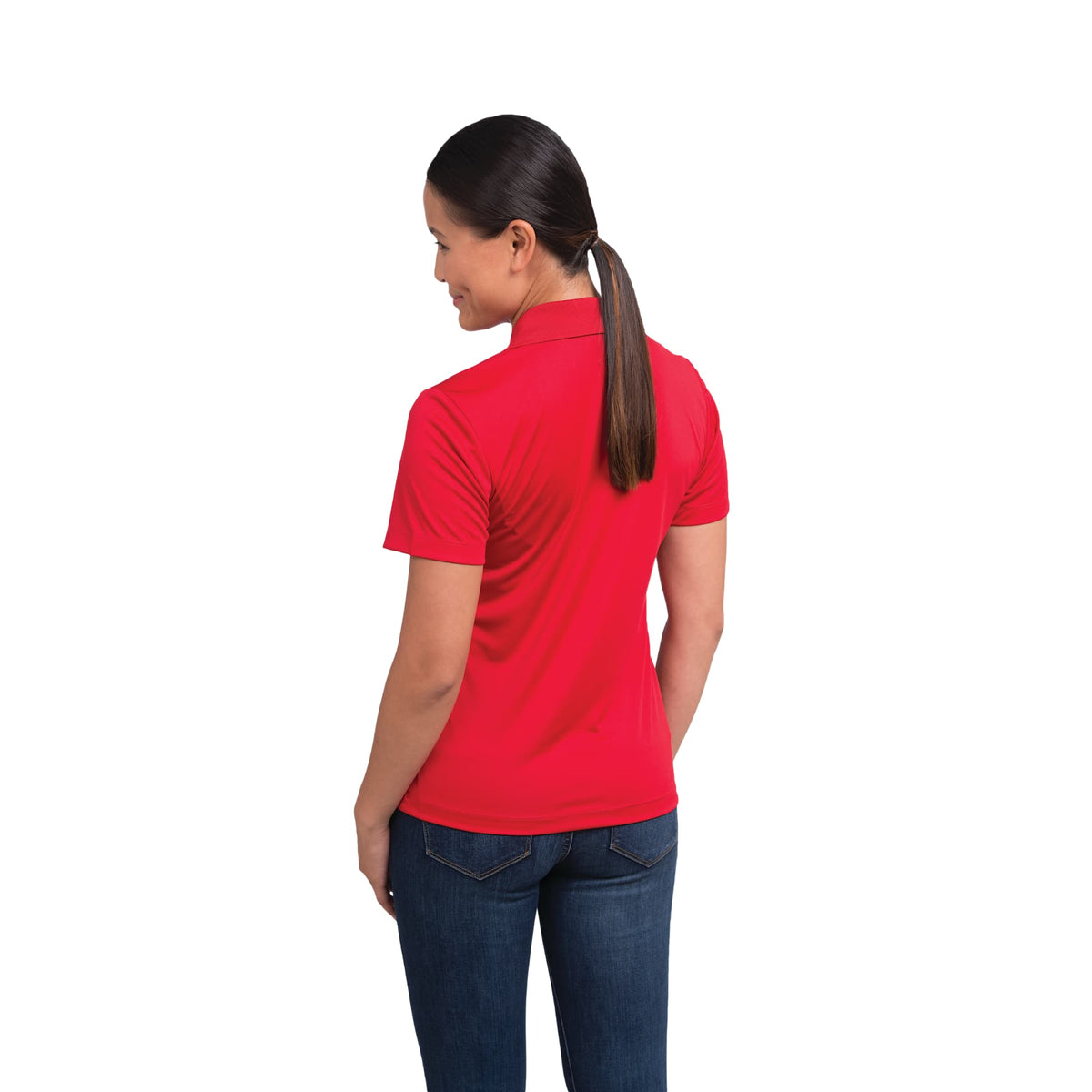 Dade Textured Performance Polo for Women Laser Engraving - Team Red - Back Flat 2