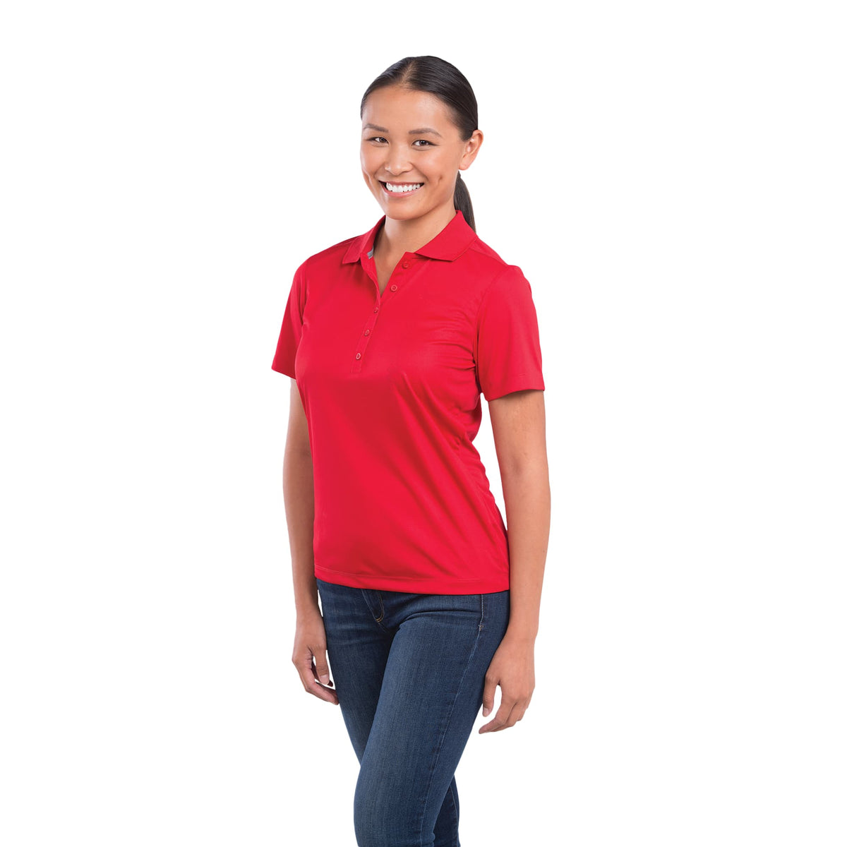Dade Textured Performance Polo for Women Laser Engraving - Team Red - Flat