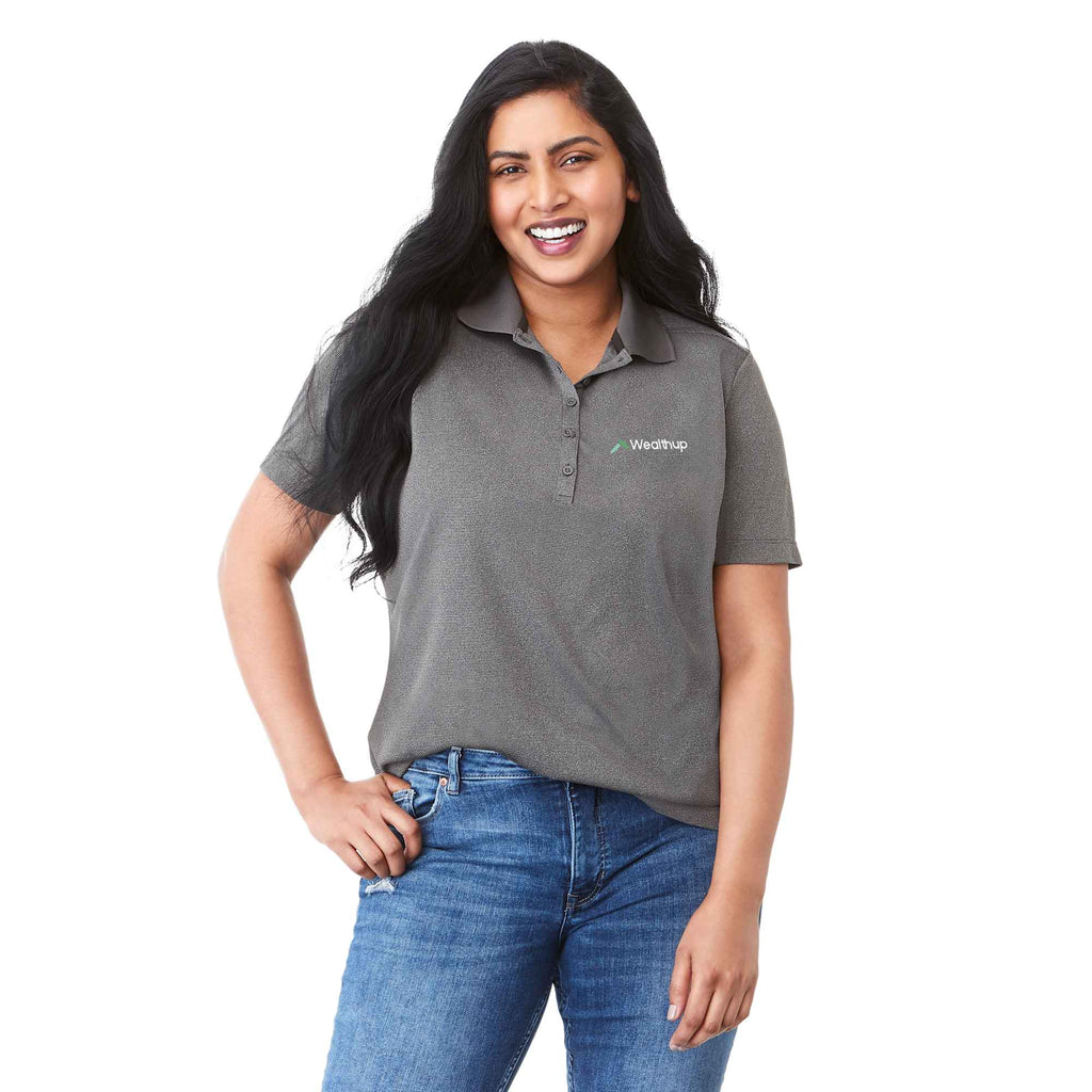 Dade Textured Performance Polo for Women Transfer - Heather Dark Charcoal - Front On Model