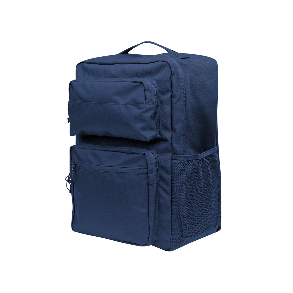 Dakota Laptop Backpack in Recycled PET Embroidery - Navy - Angle