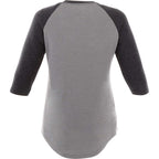 Dakota Raglan Tee with Three Quarter Sleeves for Women Embroidery - Heather Dk Char/Med Hthr Grey - Back Flat