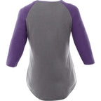 Dakota Raglan Tee with Three Quarter Sleeves for Women Embroidery - Purple Heather/Med Hthr Grey - Back Flat