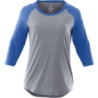 Dakota Raglan Tee with Three Quarter Sleeves for Women Sublimation - New Royal Hthr/Med Hthr Grey - Front Flat