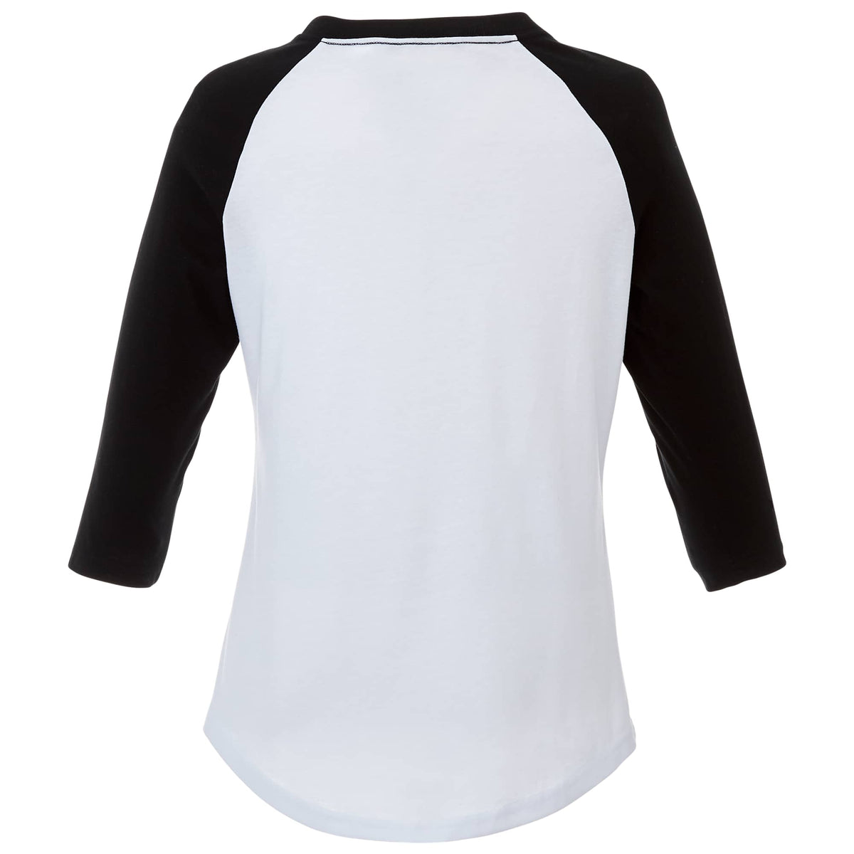 Dakota Raglan Tee with Three Quarter Sleeves for Women Transfer - Black/White - Back Flat
