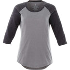 Dakota Raglan Tee with Three Quarter Sleeves for Women Transfer - Heather Dk Char/Med Hthr Grey - Front Flat