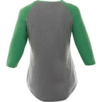 Dakota Raglan Tee with Three Quarter Sleeves for Women Transfer - Kelly Heather/Medium Hthr Grey - Back Flat