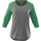 Dakota Raglan Tee with Three Quarter Sleeves for Women Transfer - Kelly Heather/Medium Hthr Grey - Front Flat