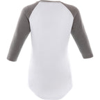 Dakota Raglan Tee with Three Quarter Sleeves for Women Transfer - Medium Heather Grey/White - Back Flat