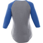 Dakota Raglan Tee with Three Quarter Sleeves for Women Transfer - New Royal Hthr/Med Hthr Grey - Back Flat