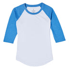 Dakota Raglan Tee with Three Quarter Sleeves for Women Transfer - New Royal Hthr/White - Front Flat 2