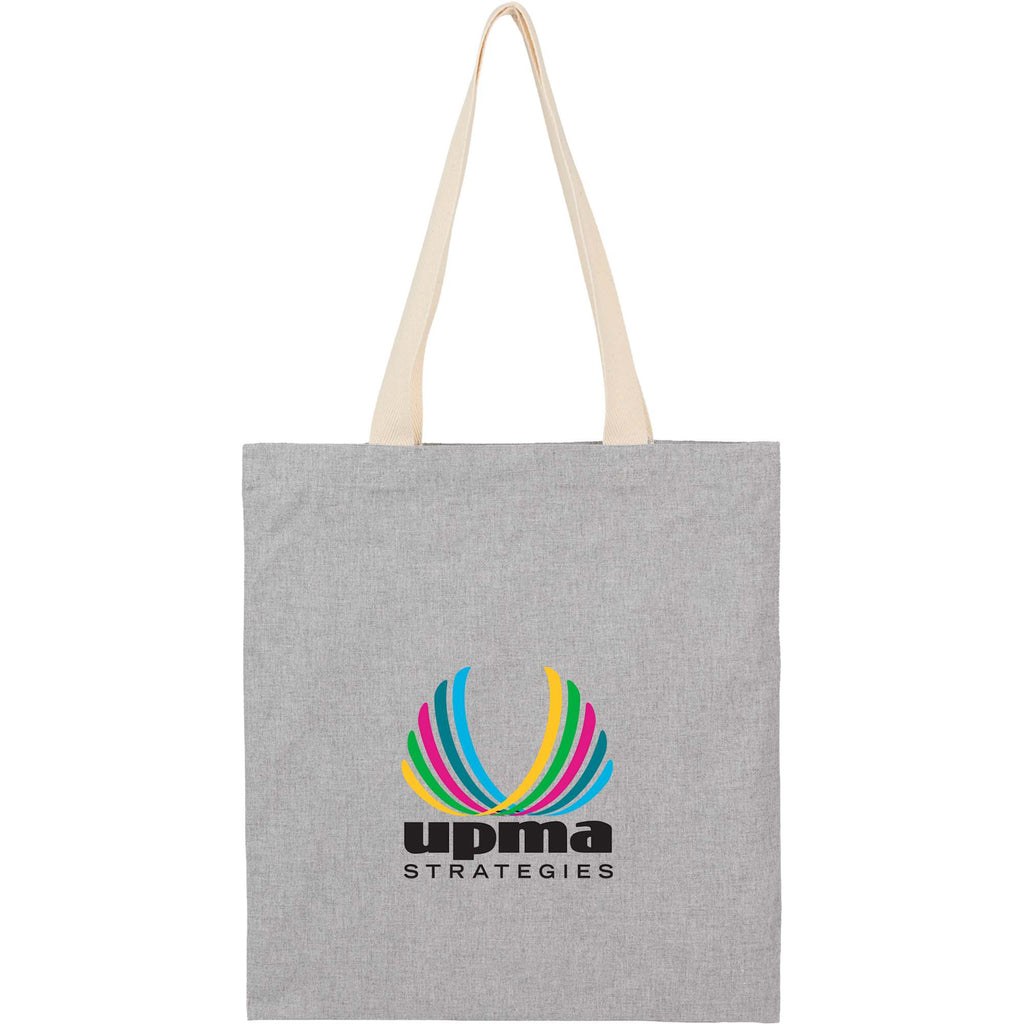 Dakota Recycled Cotton Tote with Herringbone Handles, 5 oz - Gray - Front