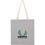 Dakota Recycled Cotton Tote with Herringbone Handles, 5 oz - Gray - Front