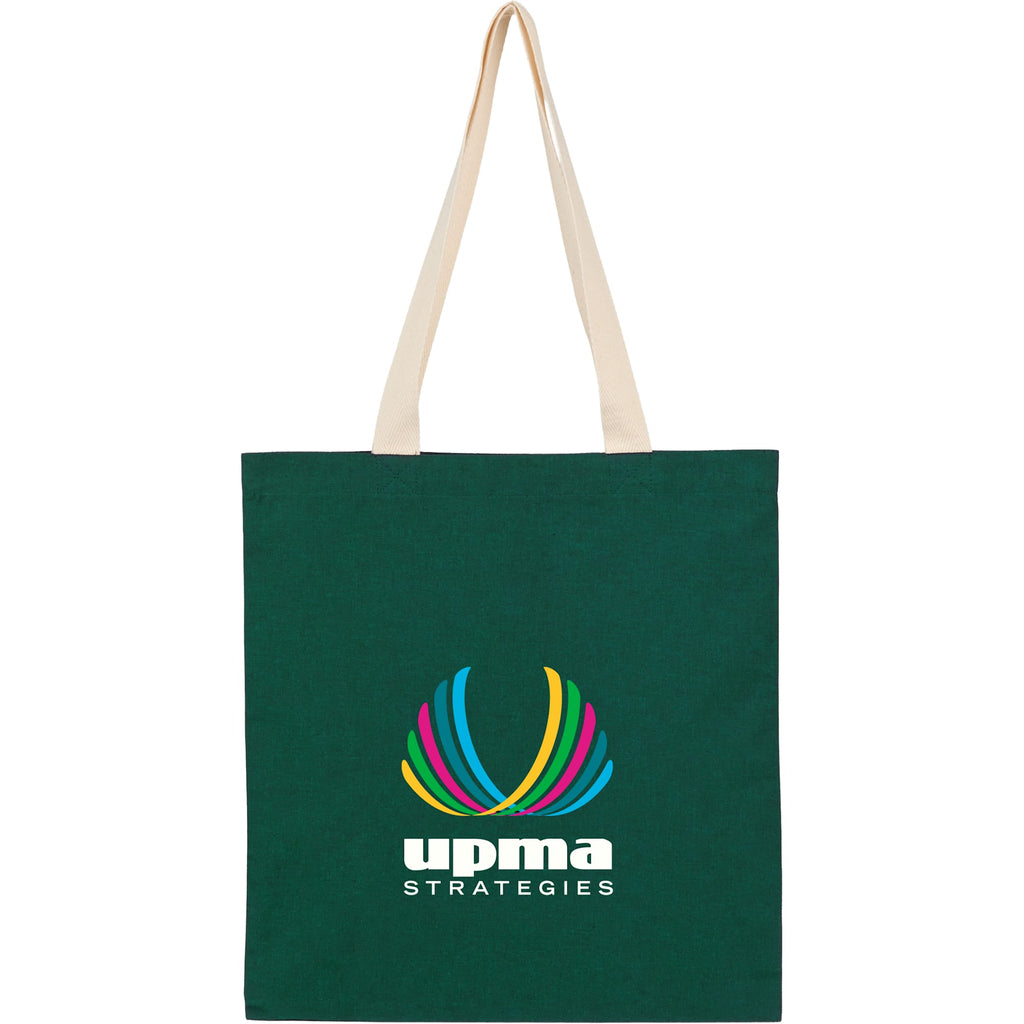 Dakota Recycled Cotton Tote with Herringbone Handles, 5 oz - Green - Front