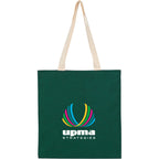 Dakota Recycled Cotton Tote with Herringbone Handles, 5 oz - Green - Front