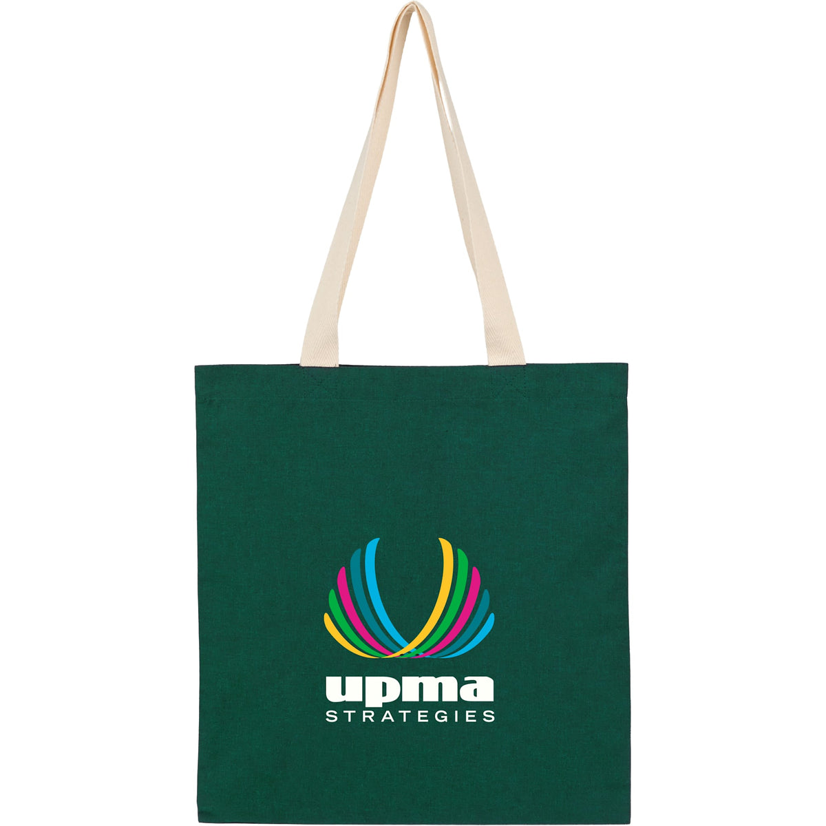 Dakota Recycled Cotton Tote with Herringbone Handles, 5 oz - Green - Front