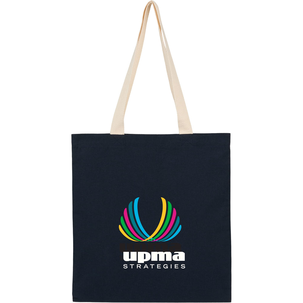 Dakota Recycled Cotton Tote with Herringbone Handles, 5 oz - Navy - Front
