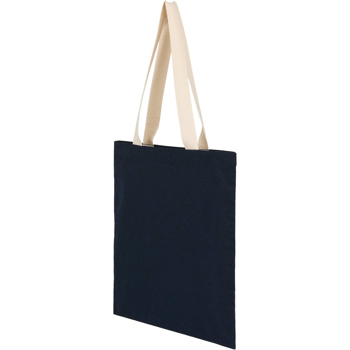 Dakota Recycled Cotton Tote with Herringbone Handles, 5 oz - Navy - Left Angle
