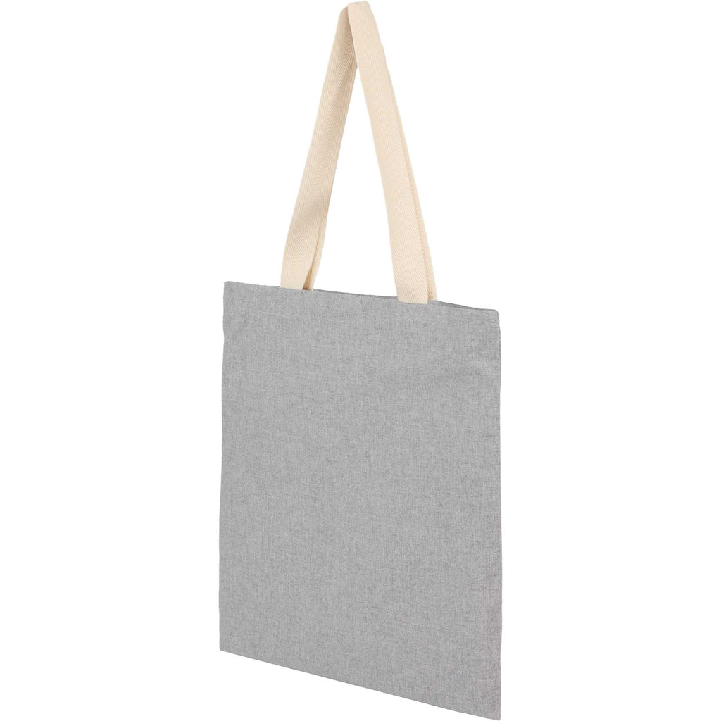 Dakota Recycled Cotton Tote with Herringbone Handles, 5 oz Transfer - Gray - Left Angle