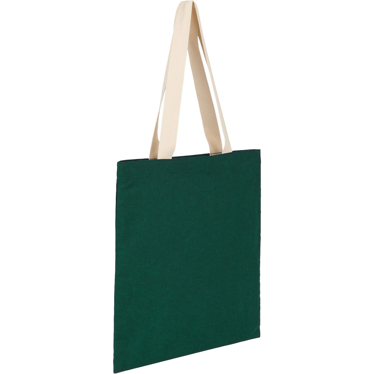 Dakota Recycled Cotton Tote with Herringbone Handles, 5 oz Transfer - Green - Right Angle