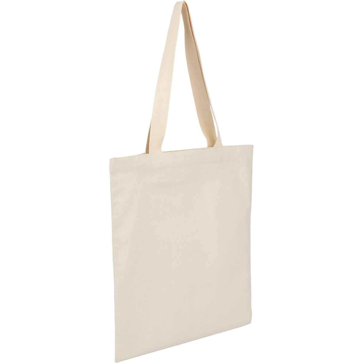 Dakota Recycled Cotton Tote with Herringbone Handles, 5 oz Transfer - Natural - Right Angle