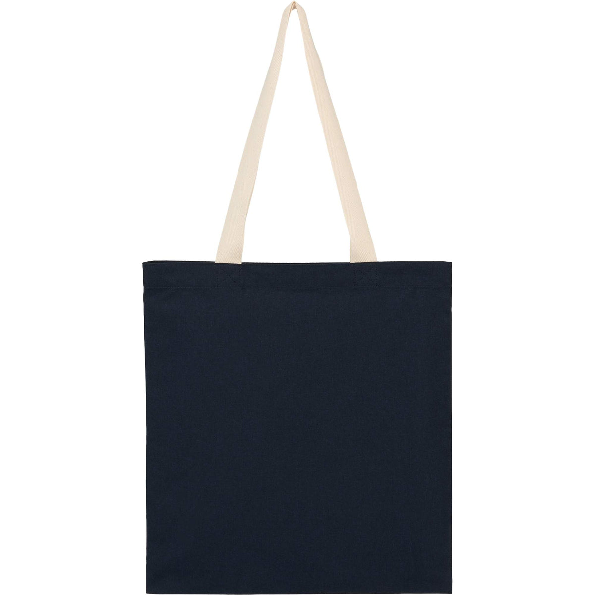 Dakota Recycled Cotton Tote with Herringbone Handles, 5 oz Transfer - Navy - Back