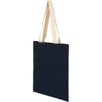 Dakota Recycled Cotton Tote with Herringbone Handles, 5 oz Transfer - Navy - Left Angle