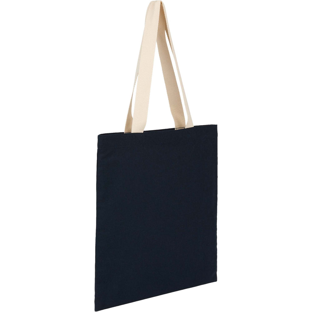 Dakota Recycled Cotton Tote with Herringbone Handles, 5 oz Transfer - Navy - Right Angle