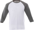 Dakota Three Quarter Sleeve Raglan Tee for Men Embroidery - Medium Heather Grey/White - Front Flat