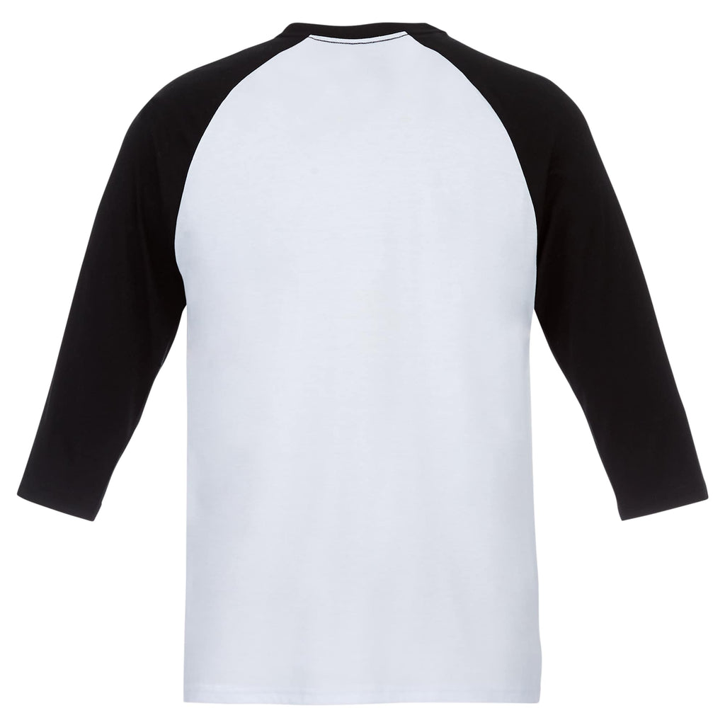 Dakota Three Quarter Sleeve Raglan Tee for Men Sublimation - Black/White - Back Flat