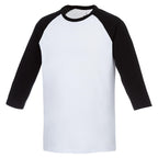 Dakota Three Quarter Sleeve Raglan Tee for Men Sublimation - Black/White - Front Flat
