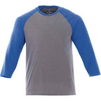 Dakota Three Quarter Sleeve Raglan Tee for Men Sublimation - New Royal Hthr/Med Hthr Grey - Front Flat