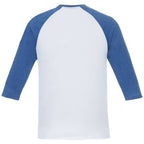 Dakota Three Quarter Sleeve Raglan Tee for Men Sublimation - New Royal Hthr/White - Back Flat
